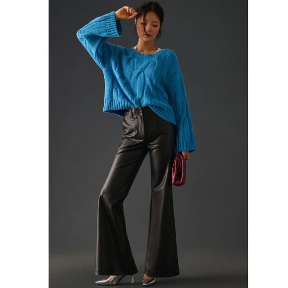 Maeve The Naomi Vegan Leather Wide-Leg Flare Pants Size 8 - Picture 1 of 7